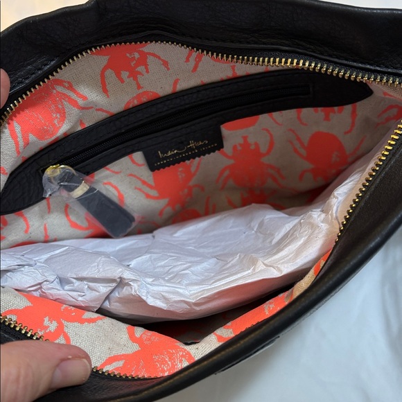 India Hicks Black Supple Leather Clutch with Tassel NWOT - Picture 5 of 6